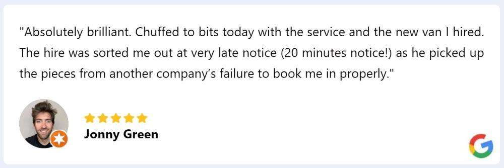 vantestimonial van hire testimonial